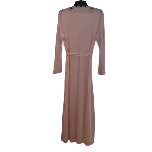 Vintage Olga Erteszek Pink Floral Lace Robe With Belt Size Medium Style 94250 - Picture 12 of 12